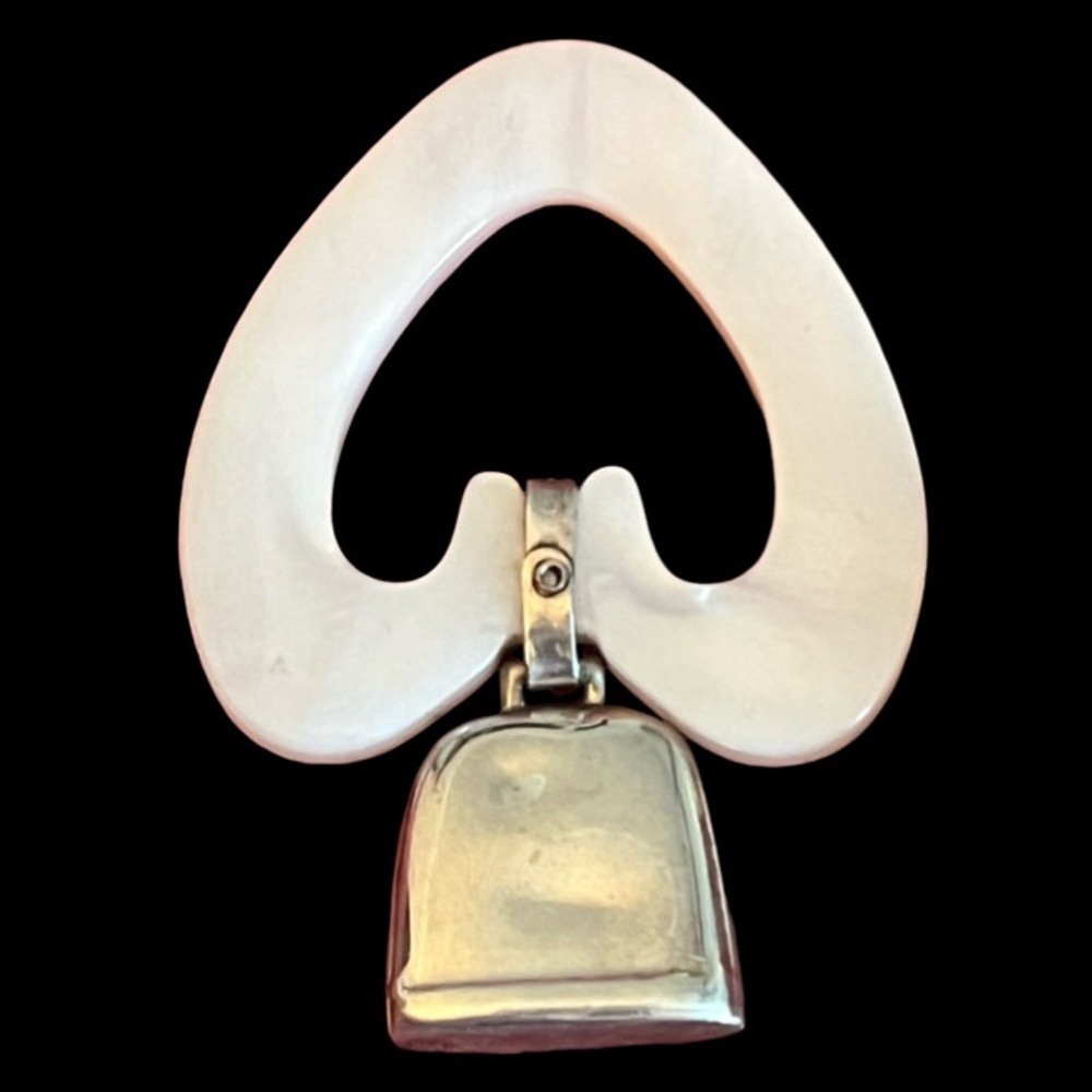 Vintage Webster Sterling Silver and Mother of Pearl Baby Rattle Teether
